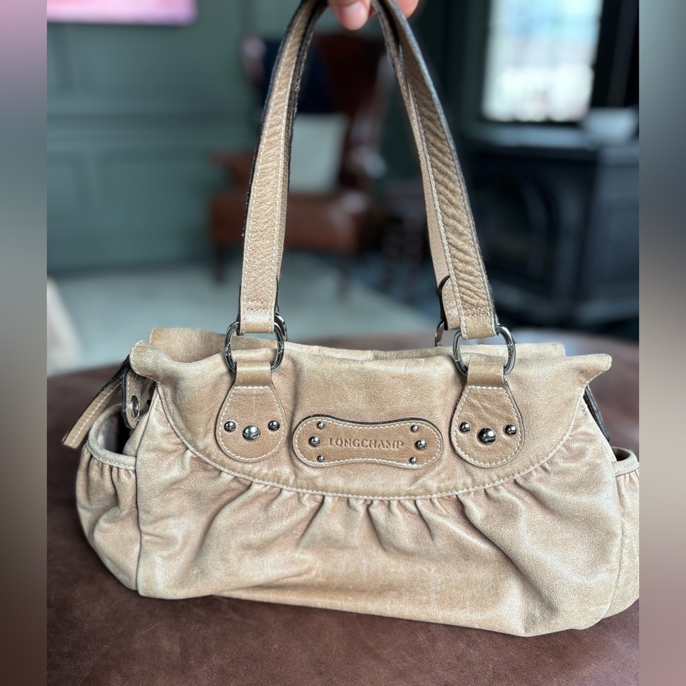 Longchamp Beige Leather Shoulder Bag